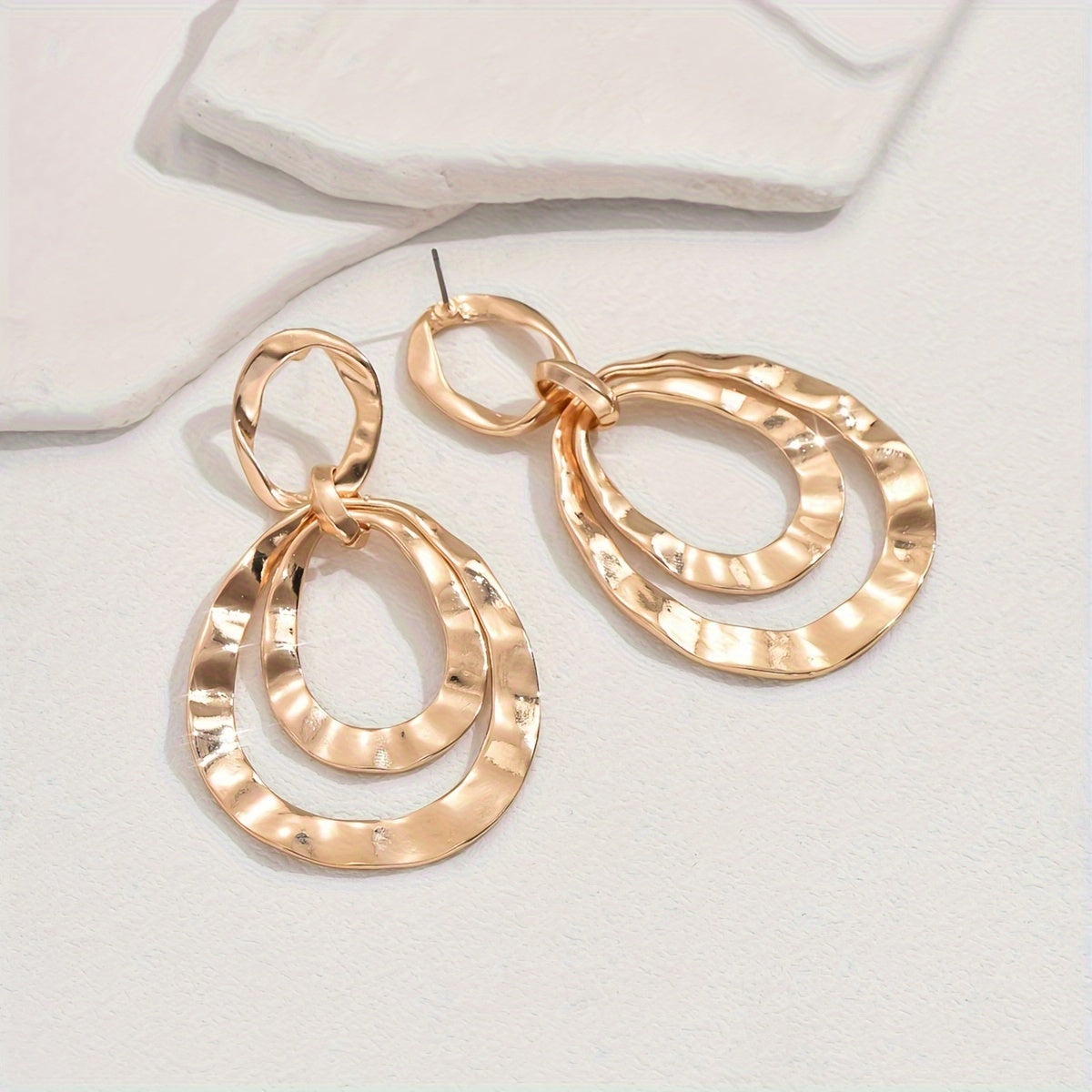 Boho Style 18K Gold Plated Zinc Alloy Drop & Dangle Earrings with Titanium Ear Needle - Fashionable Elegant Long Water Drop Design Earrings for Women, Suitable for Daily Wear