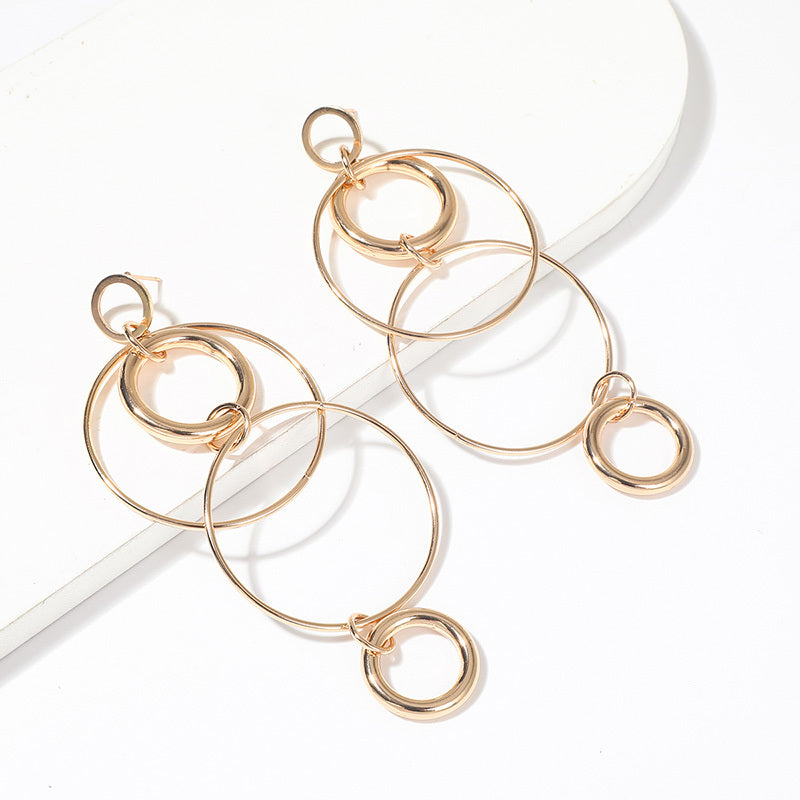 Stunning Big Hoop Earrings - Drop & Dangle Earrings for Women & Girls with Geometric Round Design, Personality Temperament Style, Long Dangling Accents and Fashionable Accessories
