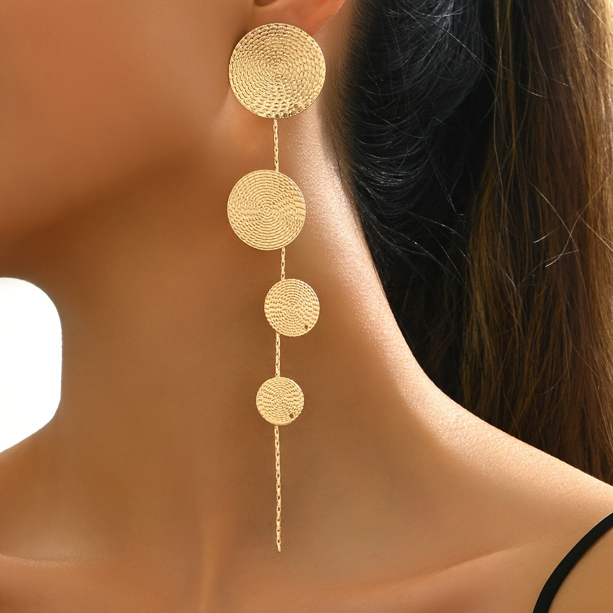 New European And American Style Earrings With Floral Patterns And Tassels