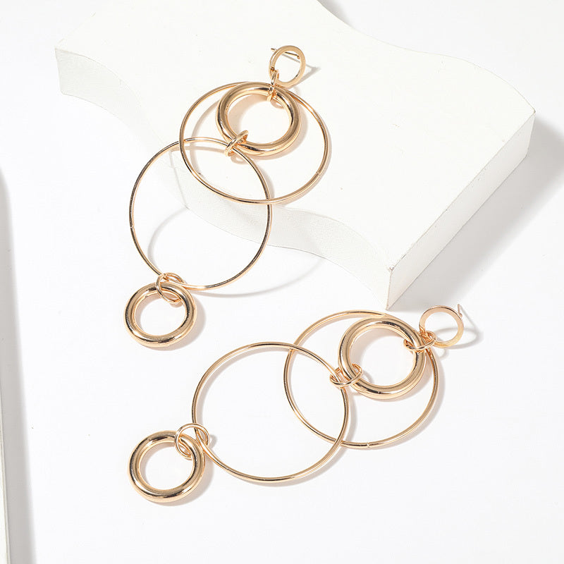 Stunning Big Hoop Earrings - Drop & Dangle Earrings for Women & Girls with Geometric Round Design, Personality Temperament Style, Long Dangling Accents and Fashionable Accessories