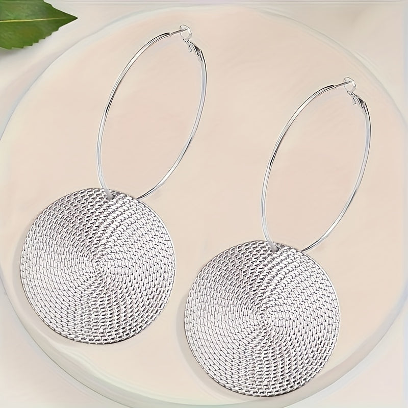 A Pair Of New Trendy Round Geometric Hoop Earrings With Creative And Versatile Design