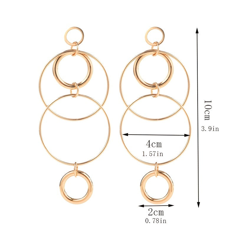 Stunning Big Hoop Earrings - Drop & Dangle Earrings for Women & Girls with Geometric Round Design, Personality Temperament Style, Long Dangling Accents and Fashionable Accessories