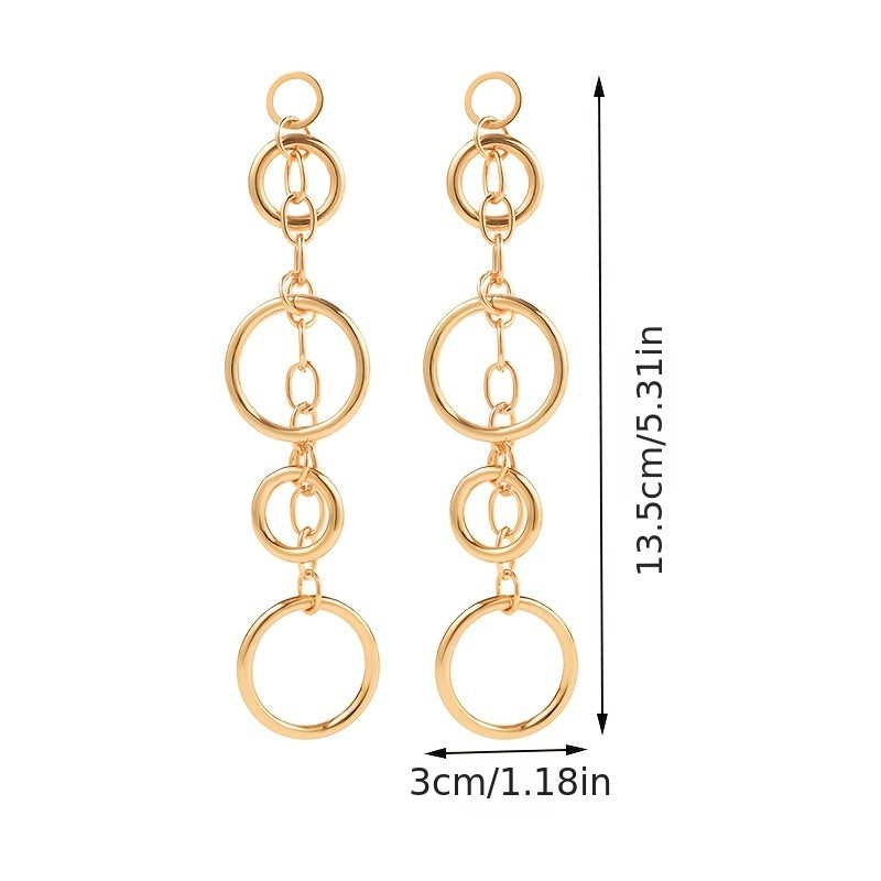 1Pair Long Geometric Round Earrings for Women Party Banquet Decor