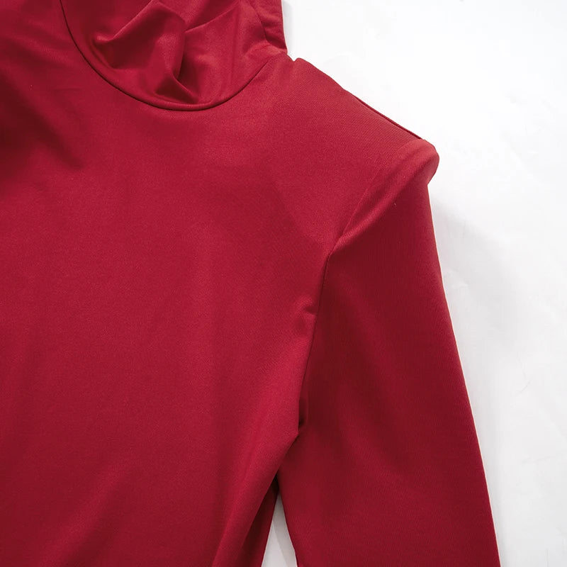 High-Collar Long-Sleeved Women's Dress