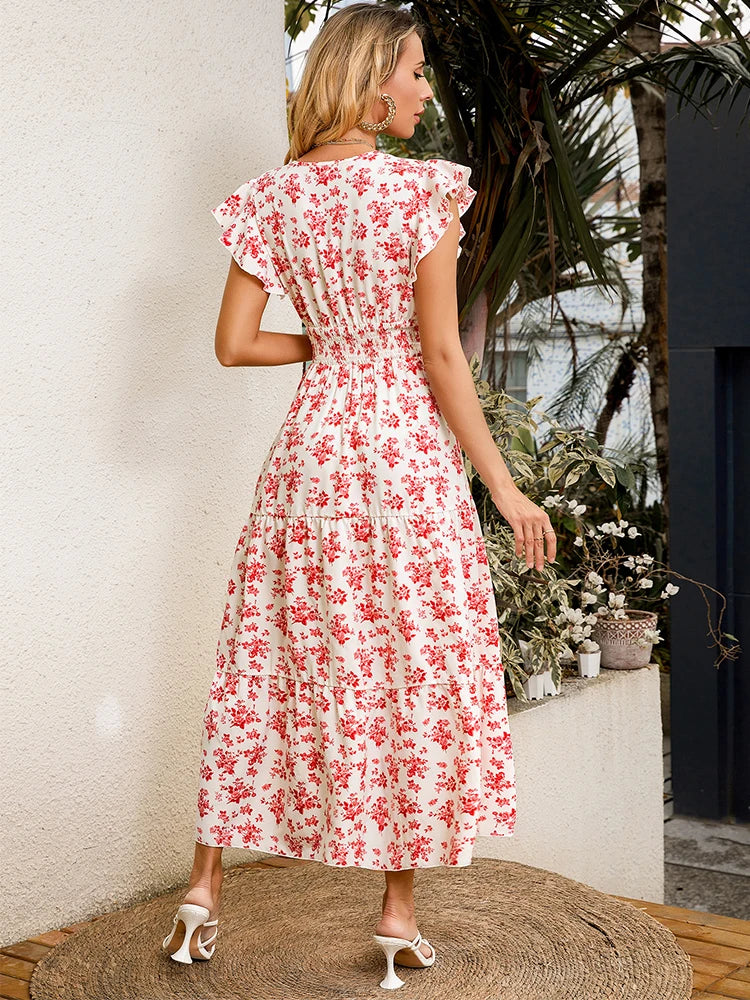 107Fashion Casual Floral Long Dress