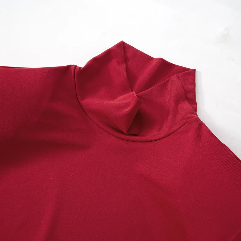 High-Collar Long-Sleeved Women's Dress