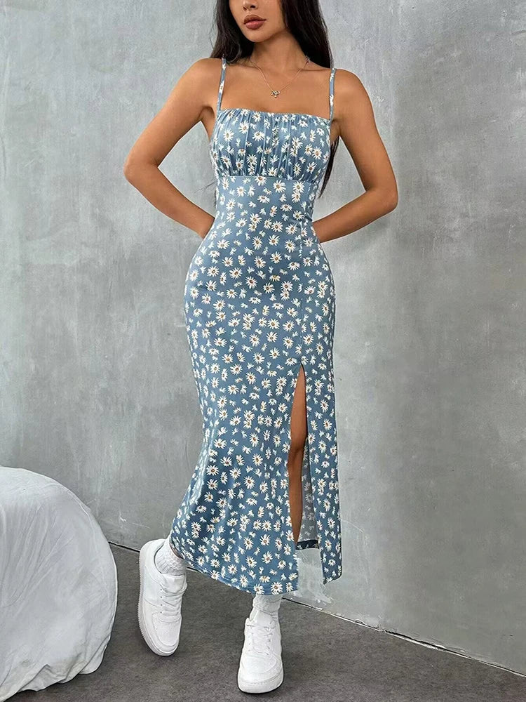 059Summer Sexy Sleeveless Halter Long Dress For Women