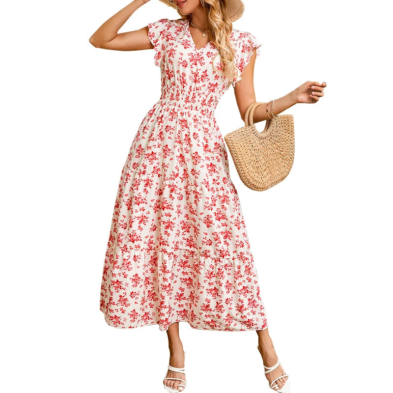 107Fashion Casual Floral Long Dress