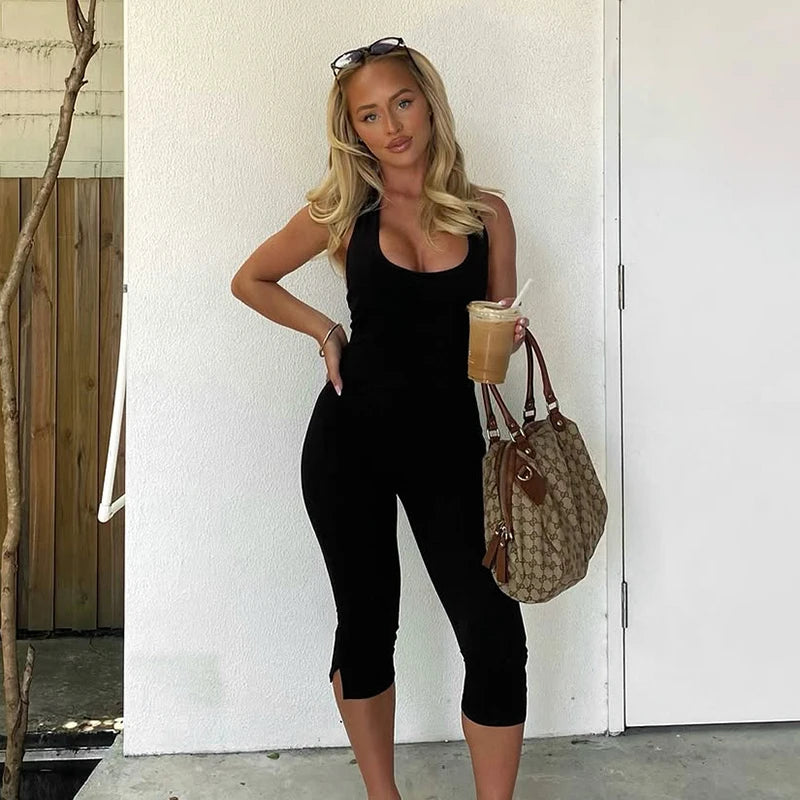 106Women's Backless Hanging Neck Sexy Comfortable Slim Jumpsuit