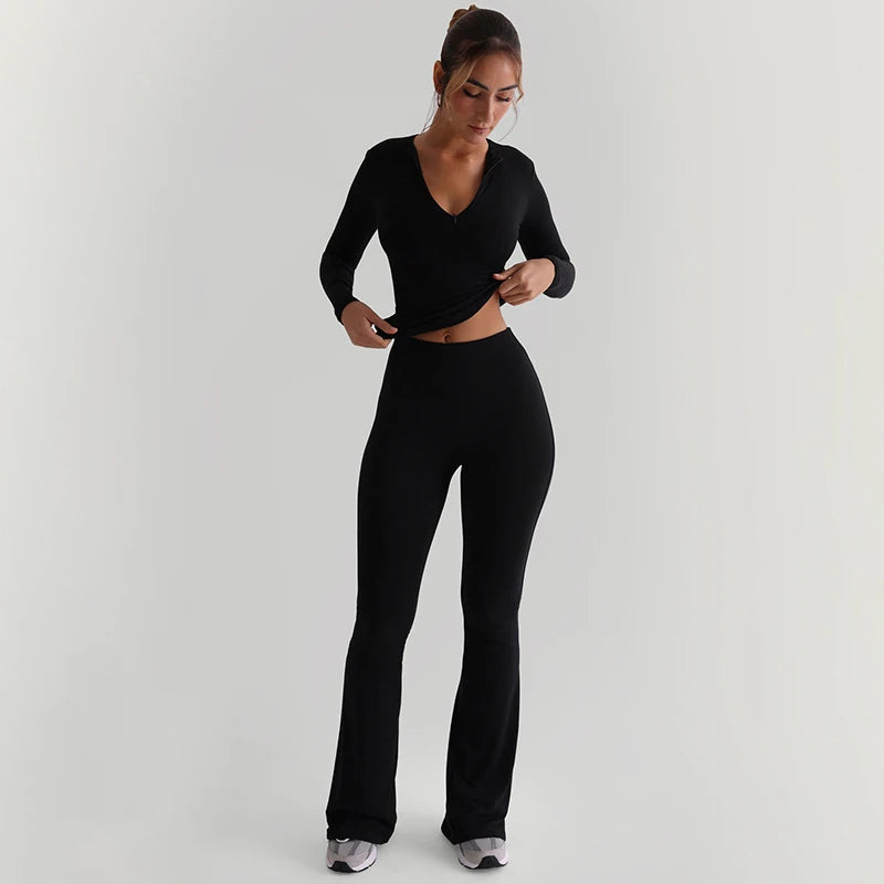 089Women's Slim Micro Flare Casual Sexy Sports Pant