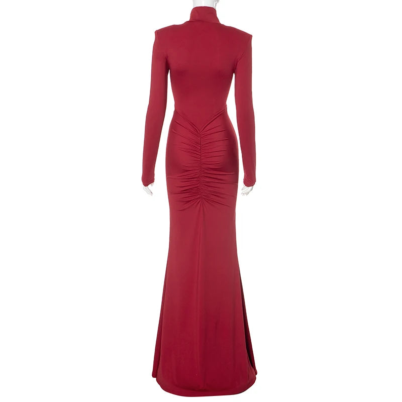 High-Collar Long-Sleeved Women's Dress