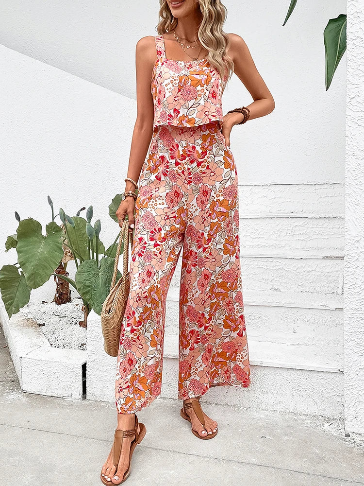 049Sexy Backless Wide Leg Elegant Long Jumpsuit