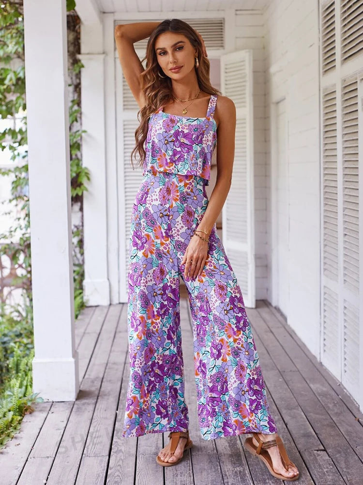 049Sexy Backless Wide Leg Elegant Long Jumpsuit