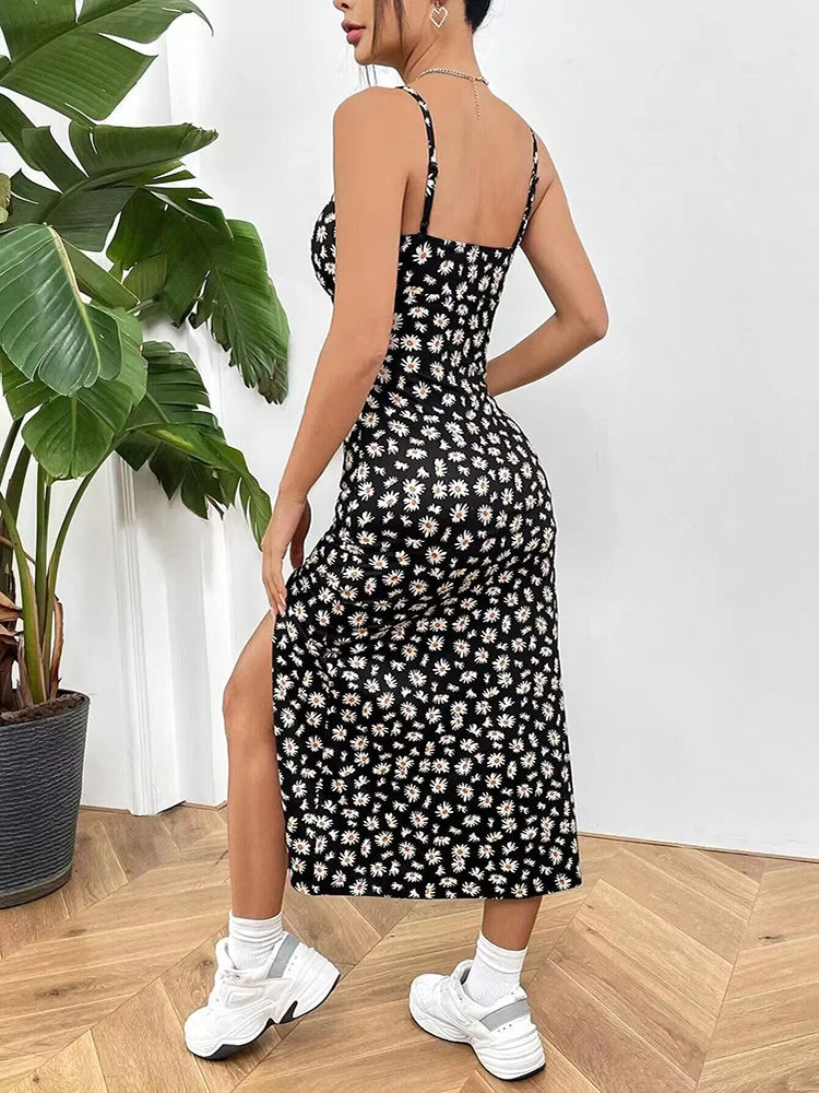 059Summer Sexy Sleeveless Halter Long Dress For Women