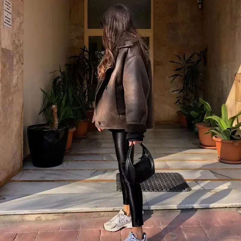 Thick Faux Leather Jackets for Women