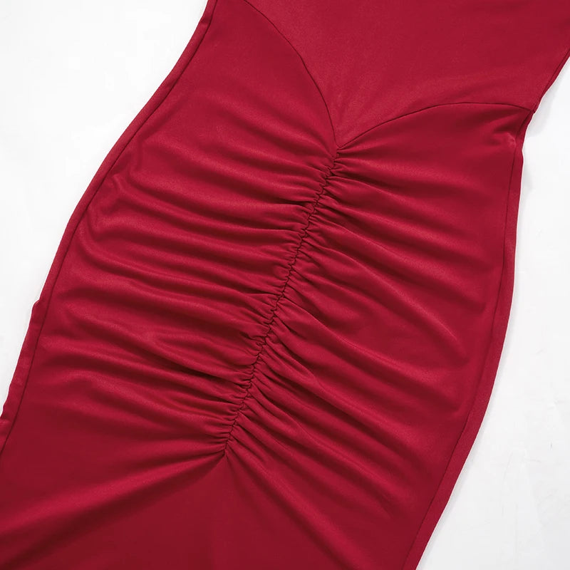 High-Collar Long-Sleeved Women's Dress