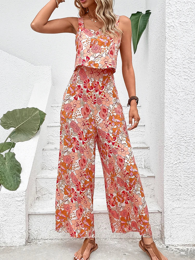 049Sexy Backless Wide Leg Elegant Long Jumpsuit