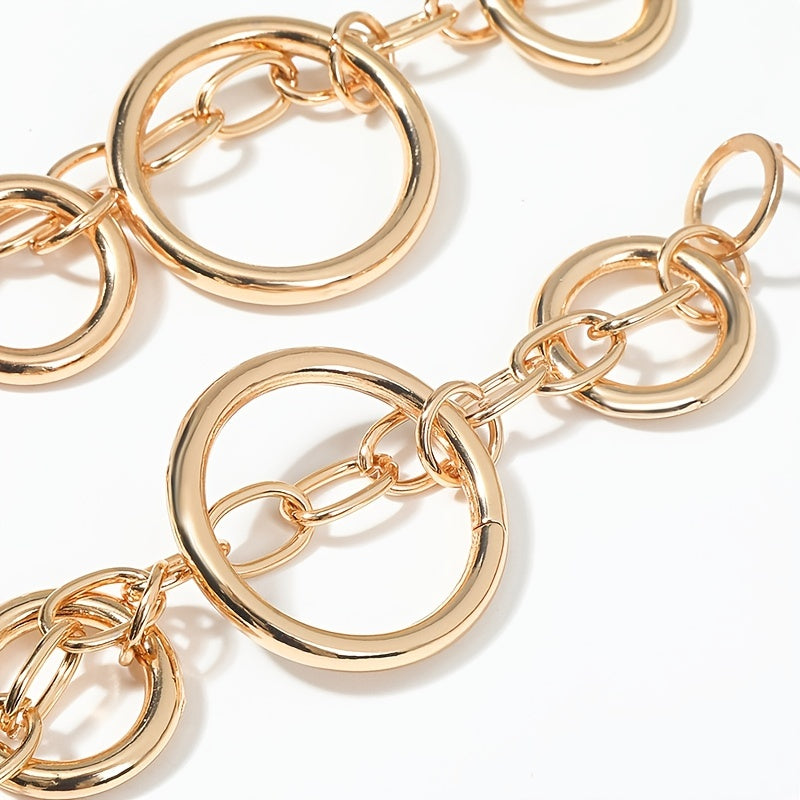 1Pair Long Geometric Round Earrings for Women Party Banquet Decor