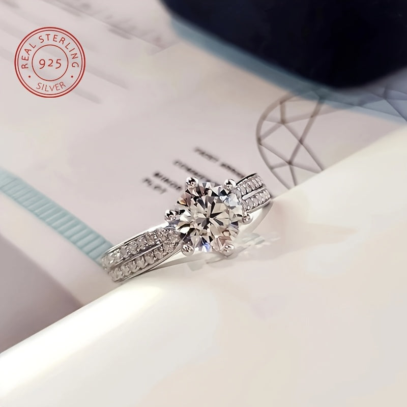 Adjustable Ring Moissanite 1 Carat Queen Of Stars 925 Silver Ring Creative Noble Radiant Extraordinary Temperament, Suitable For Important Occasions Women's Rings, Important Holidays, Wedding Gifts, Anniversaries Gifts