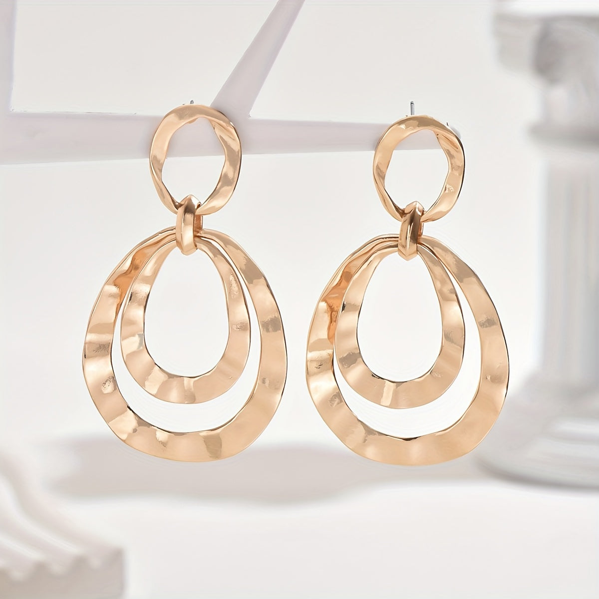 Boho Style 18K Gold Plated Zinc Alloy Drop & Dangle Earrings with Titanium Ear Needle - Fashionable Elegant Long Water Drop Design Earrings for Women, Suitable for Daily Wear