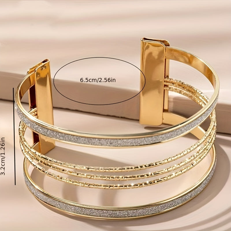 Multi Layers Open Bangle Bracelet Vintage Style Metal Hand Bangle Jewelry Accessory