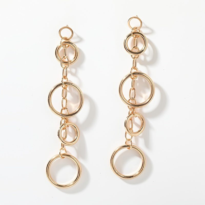 1Pair Long Geometric Round Earrings for Women Party Banquet Decor