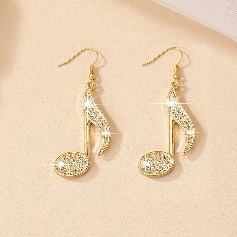 1 Pair Of Fashion Asymmetric Music Luxury Gemstone Simple Personality Earrings