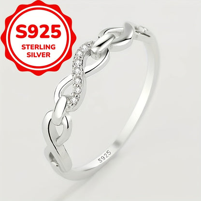 Classic 925 Silver Wave 8 Figure Infinity Symbol Wedding Ring Women's Geometric Valentine's Day Gift Jewelry