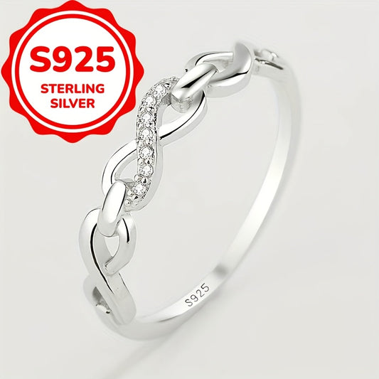 Classic 925 Silver Wave 8 Figure Infinity Symbol Wedding Ring Women's Geometric Valentine's Day Gift Jewelry