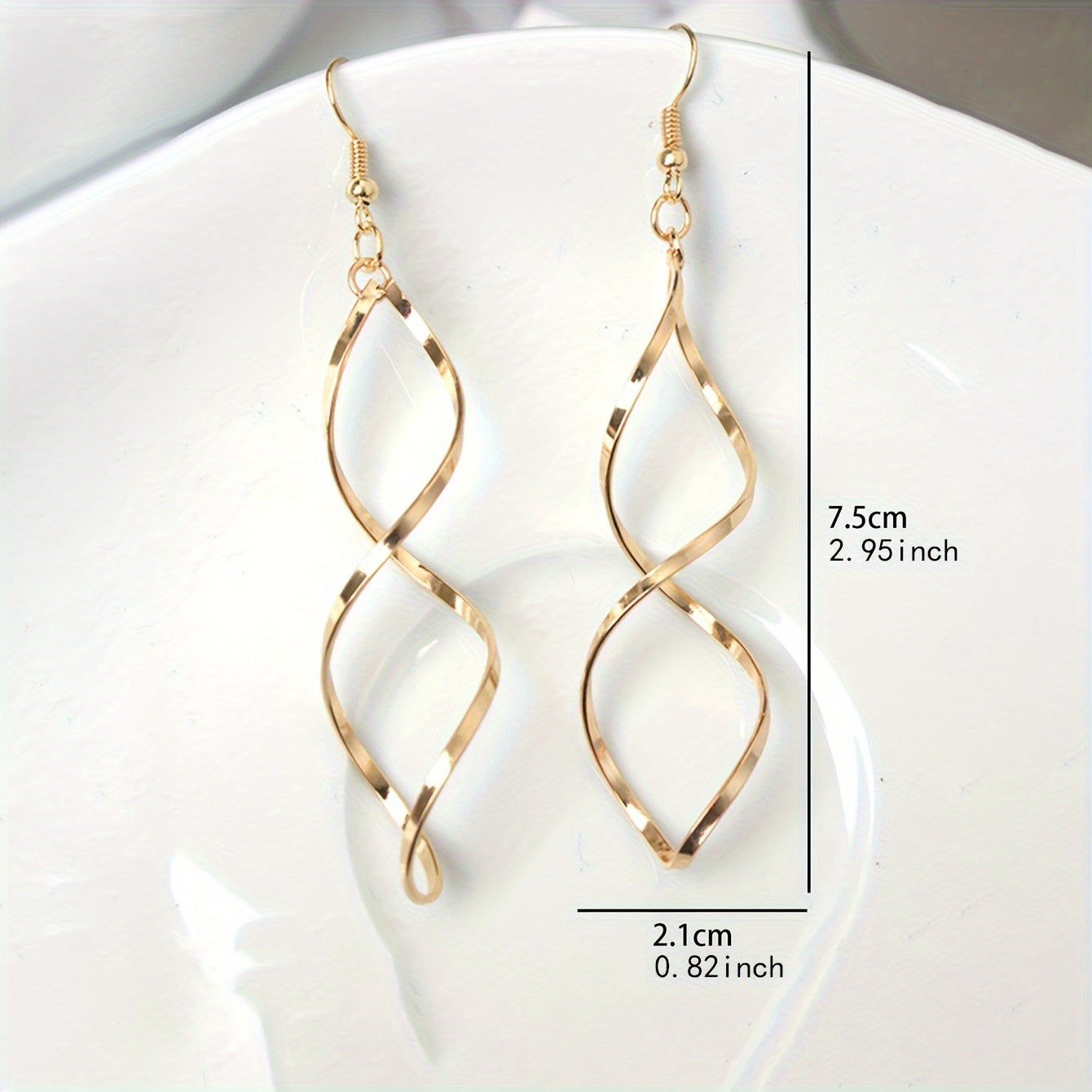 Golden Hollow Spiral Pattern Dangle Earrings Simple Leisure Style Alloy Jewelry Trendy Female Ear Ornaments