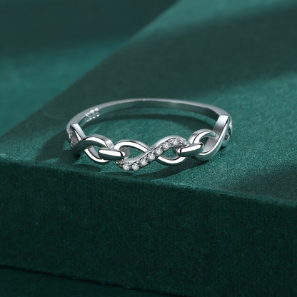 Classic 925 Silver Wave 8 Figure Infinity Symbol Wedding Ring Women's Geometric Valentine's Day Gift Jewelry