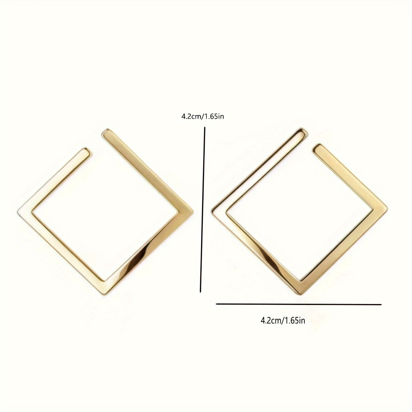 Elegant 18K Golden Plated Geometric Square Stud Earrings Iron Material Fashionable Simple Design for Daily and Party Wear All-Season Versatile Jewelry