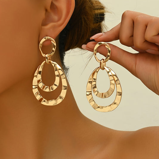 Boho Style 18K Gold Plated Zinc Alloy Drop & Dangle Earrings with Titanium Ear Needle - Fashionable Elegant Long Water Drop Design Earrings for Women, Suitable for Daily Wear