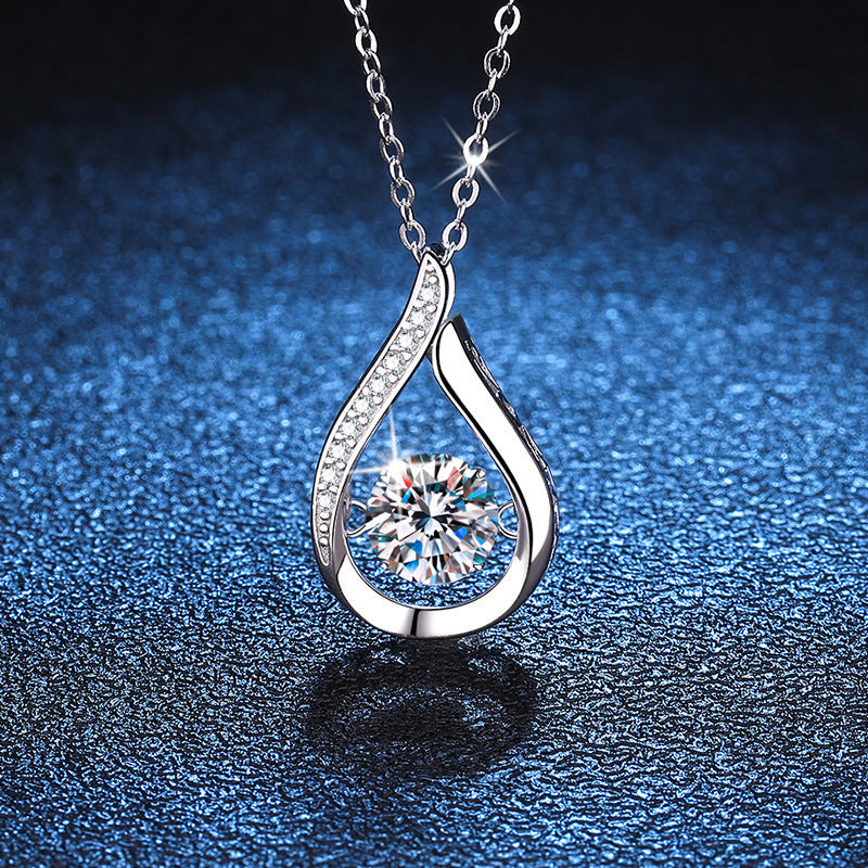 Sterling Silver Water Drop Moissanite Pendant Necklace - Trendy Fashion Pendant for Women - S925 Hypoallergenic, Nickel-Free, Durable, Versatile, and Timeless Necklace with Luxurious Shine