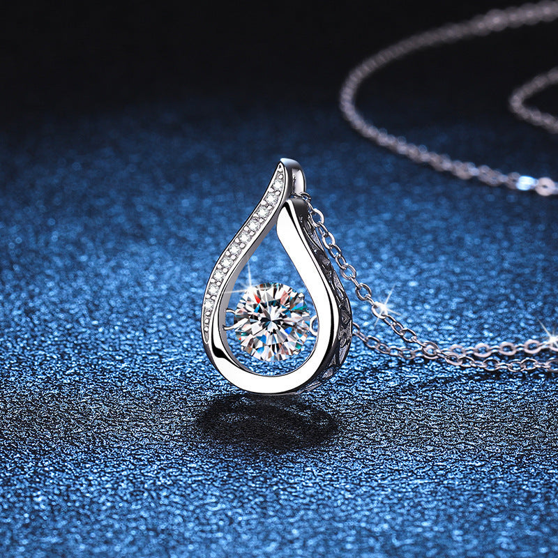 Sterling Silver Water Drop Moissanite Pendant Necklace - Trendy Fashion Pendant for Women - S925 Hypoallergenic, Nickel-Free, Durable, Versatile, and Timeless Necklace with Luxurious Shine