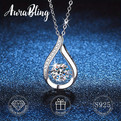 Sterling Silver Water Drop Moissanite Pendant Necklace - Trendy Fashion Pendant for Women - S925 Hypoallergenic, Nickel-Free, Durable, Versatile, and Timeless Necklace with Luxurious Shine