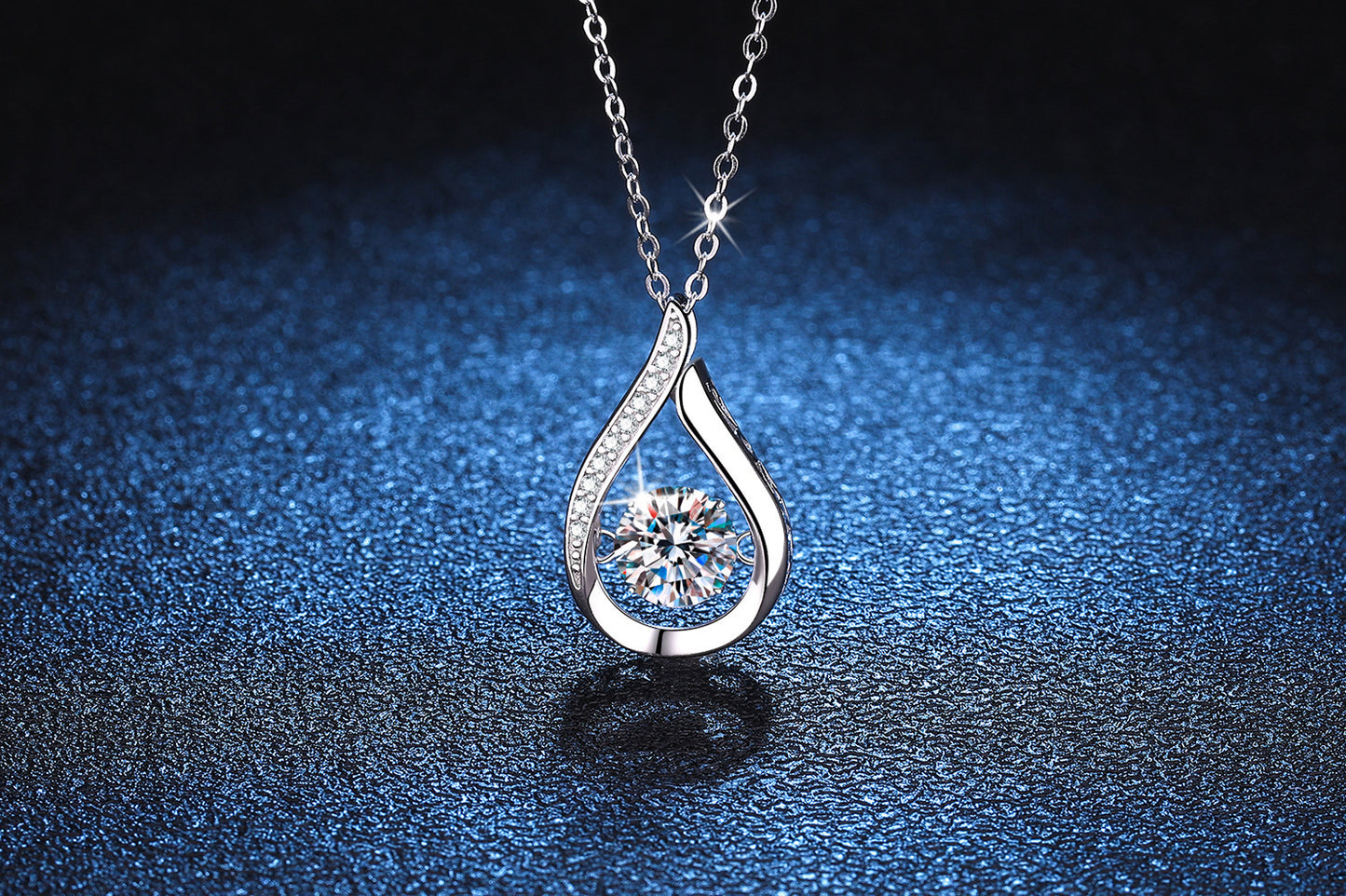 Sterling Silver Water Drop Moissanite Pendant Necklace - Trendy Fashion Pendant for Women - S925 Hypoallergenic, Nickel-Free, Durable, Versatile, and Timeless Necklace with Luxurious Shine