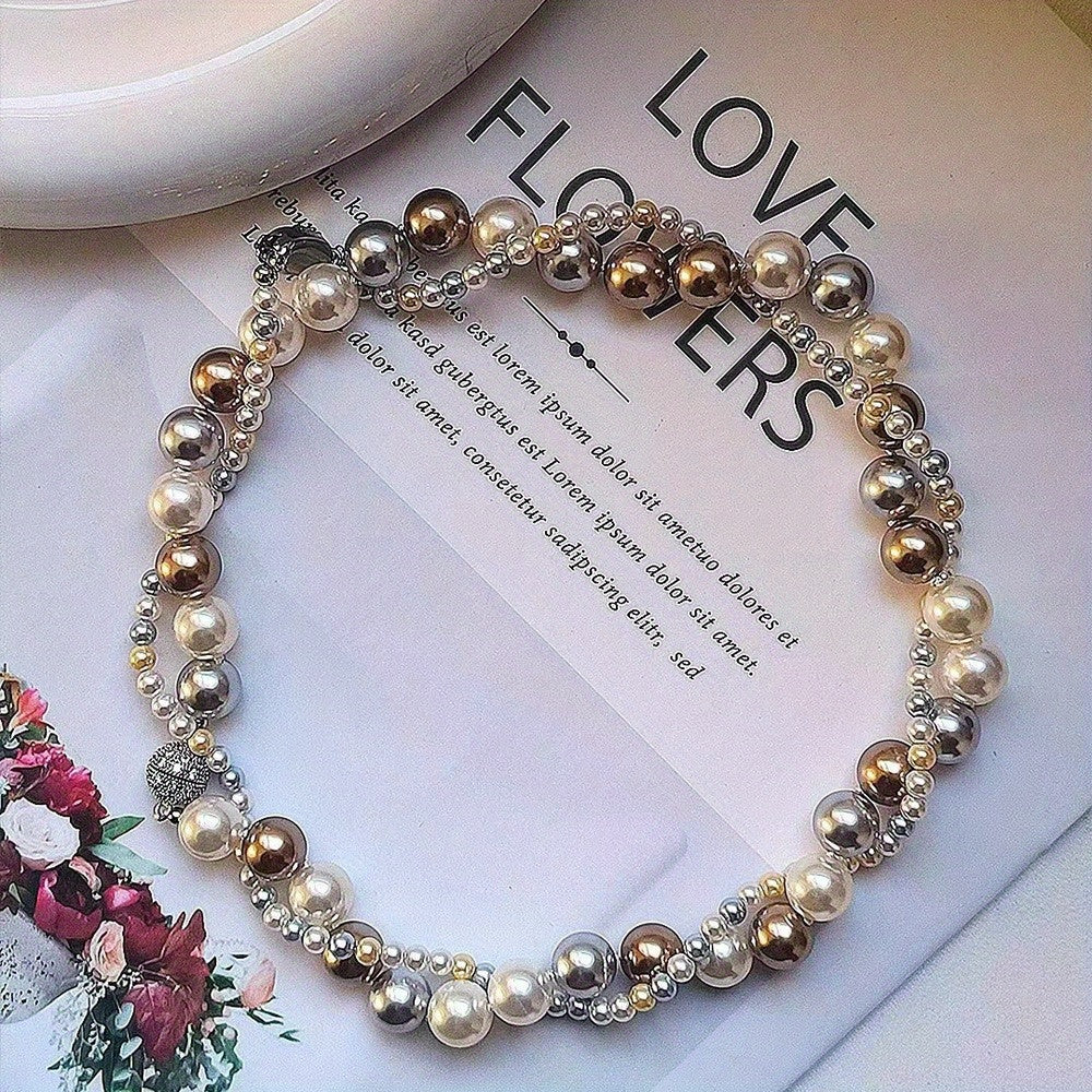 Luxurious Multi-Layered Pearl Necklace for Women - Adjustable, Detachable, and Perfect for Everyday, Parties, and Gift-Giving, Suitable for All Seasons with Timeless Elegance