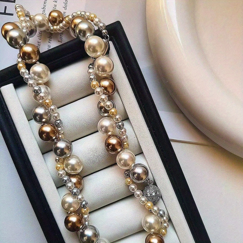 Luxurious Multi-Layered Pearl Necklace for Women - Adjustable, Detachable, and Perfect for Everyday, Parties, and Gift-Giving, Suitable for All Seasons with Timeless Elegance