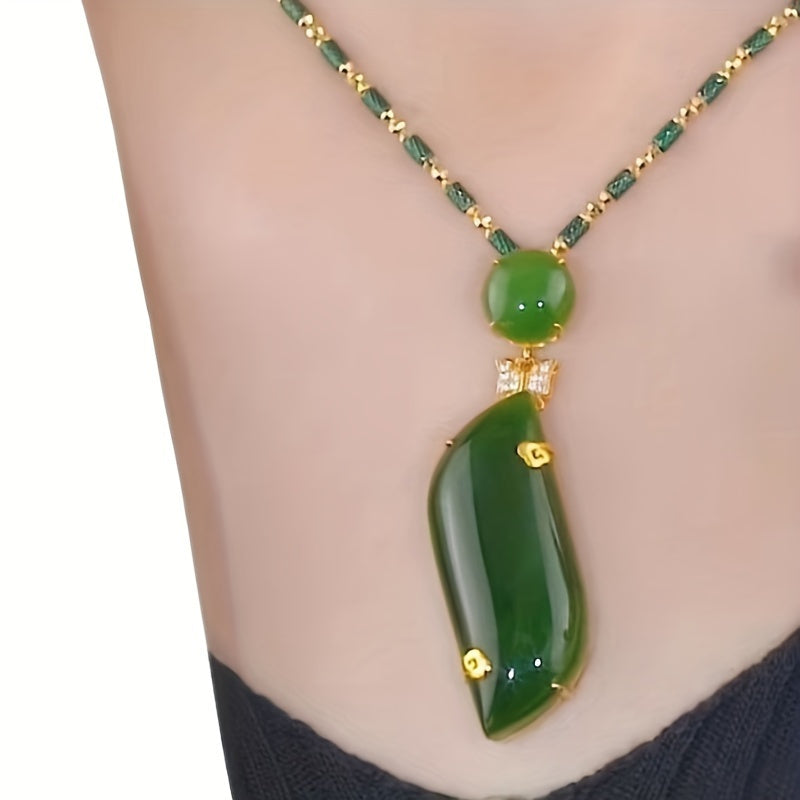 Elegant Vintage-Inspired Bamboo Pendant Necklace - Perfect for Parties & Gifts, All-Season Resin Fashion Jewelry