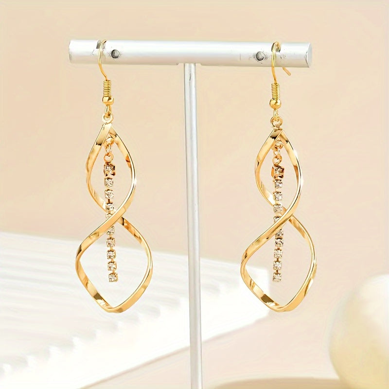 Elegant Gold-Tone Alloy Dangle Earrings for Women Fashionable Simple Drop Earrings All-Season Wear