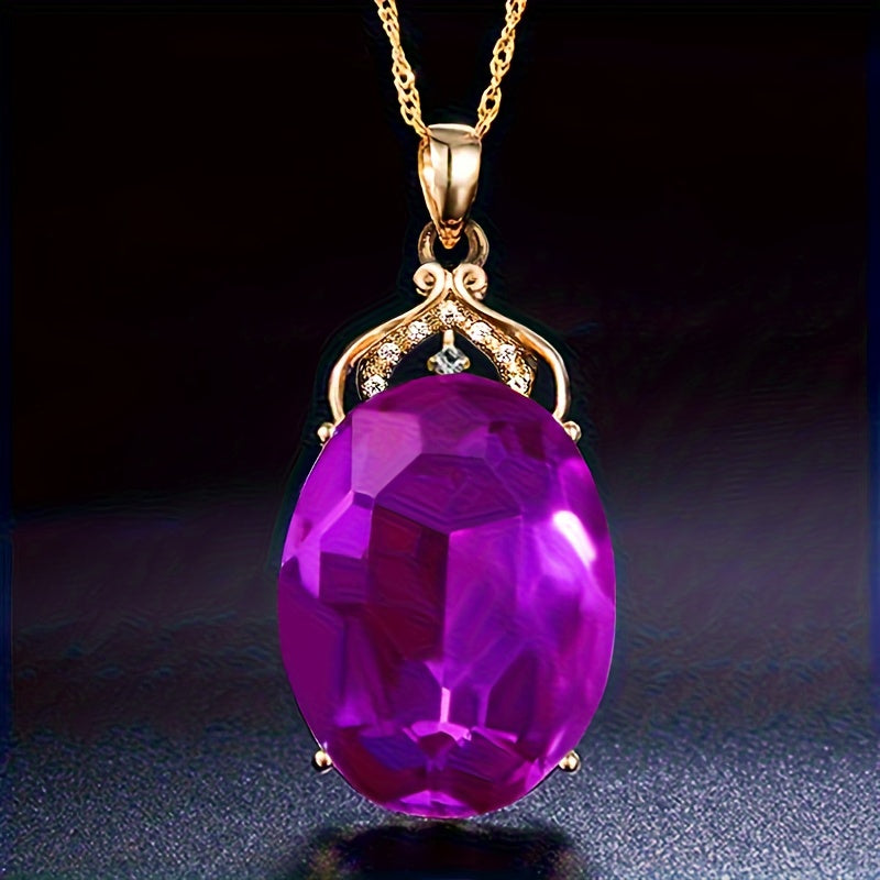 1pc Elegant Royal Style Artificial Crystal Crown Pendant Necklace for Women - Versatile for Daily & Party Occasions, Luxurious Design