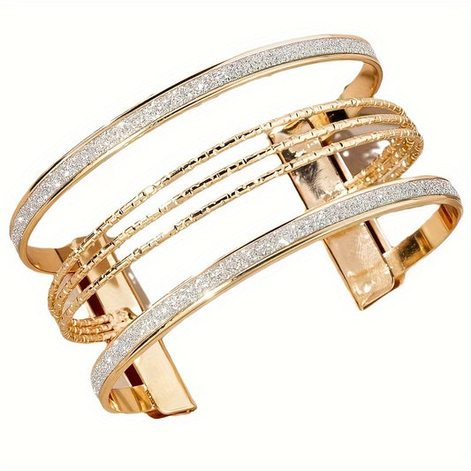 Multi Layers Open Bangle Bracelet Vintage Style Metal Hand Bangle Jewelry Accessory