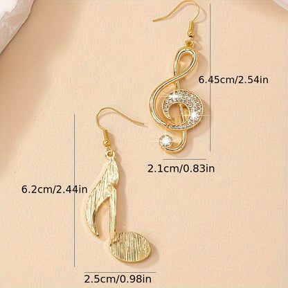 1 Pair Of Fashion Asymmetric Music Luxury Gemstone Simple Personality Earrings