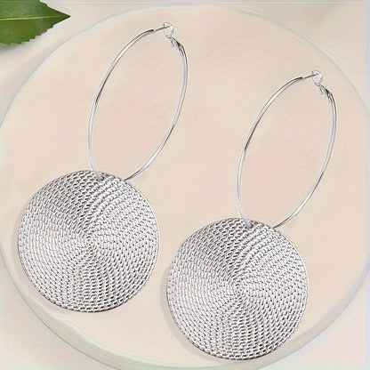 A Pair Of New Trendy Round Geometric Hoop Earrings With Creative And Versatile Design