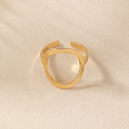 Geometric Round Hollow Open 18K Gold Plated Ring Finger Jewelry Gift For Women