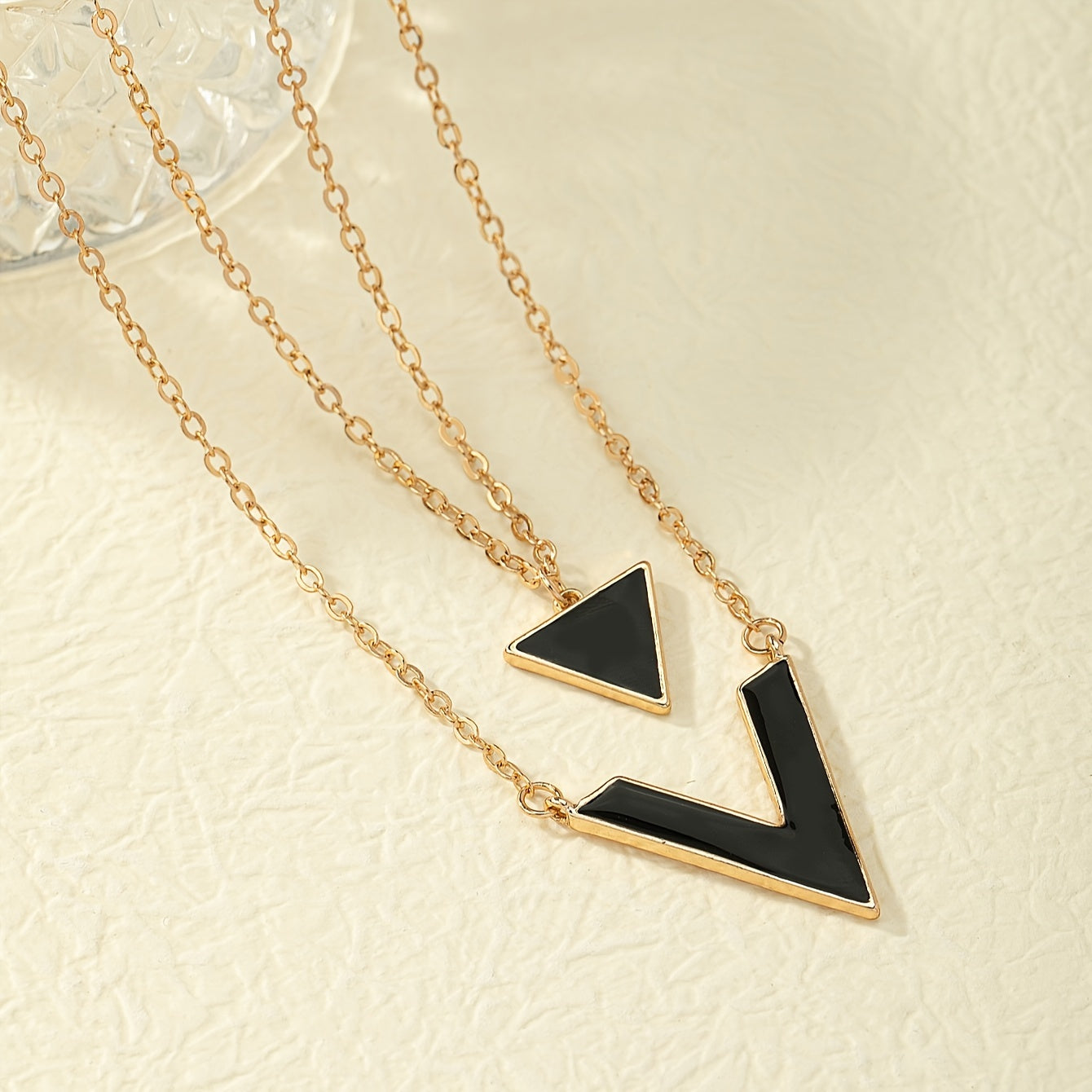 Geometric Drip Oil Black Geometric Shape Pendant Necklace 18K Gold Plated Female Neck Jewelry Gift