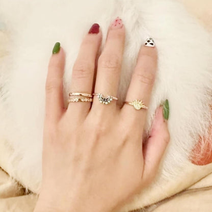 Sun and Moon Ring Set Stackable Rings for Women, Adjustable Celestial Jewelry Anillos Para Mujer Matching Rings as Best Friend Christmas Gifts for Bestie, Gold and Silver Rings for Teen Girls Daughter