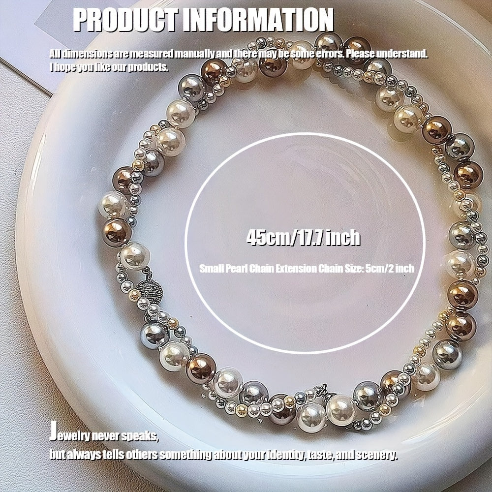 Luxurious Multi-Layered Pearl Necklace for Women - Adjustable, Detachable, and Perfect for Everyday, Parties, and Gift-Giving, Suitable for All Seasons with Timeless Elegance