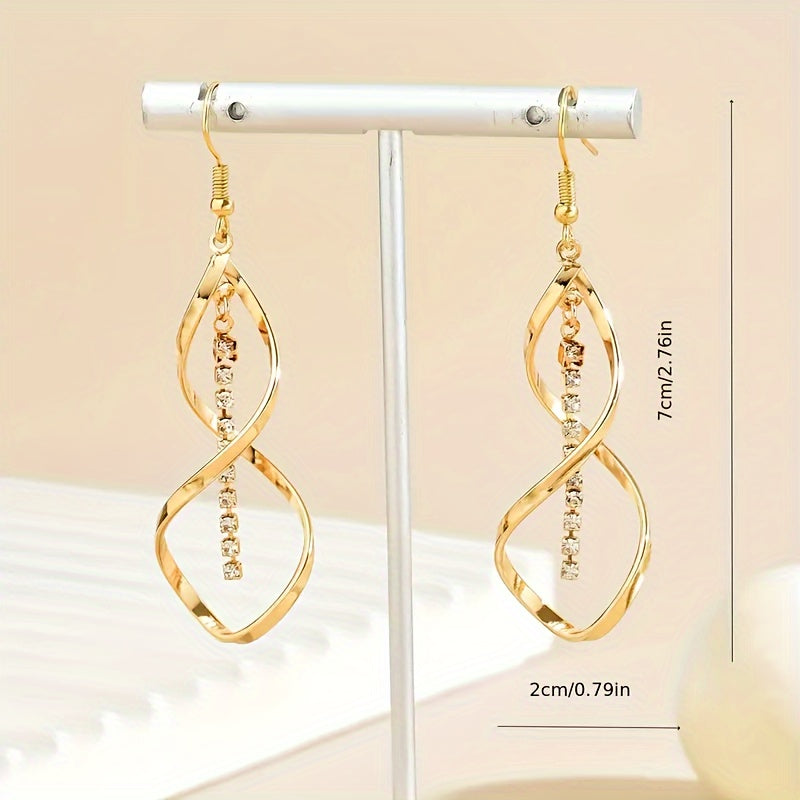 Elegant Gold-Tone Alloy Dangle Earrings for Women Fashionable Simple Drop Earrings All-Season Wear